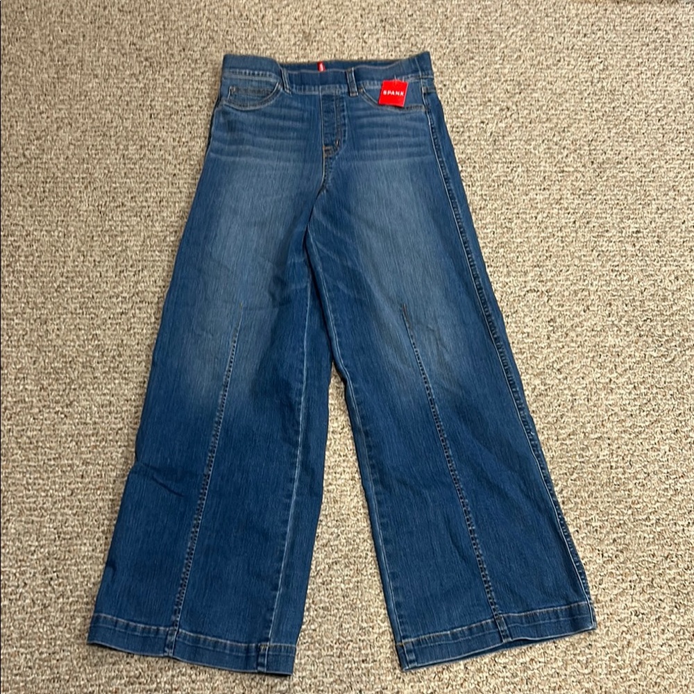 NWT Spanx Jeans Womens High Rise Wide Leg Tummy Shaping Pull On Casual